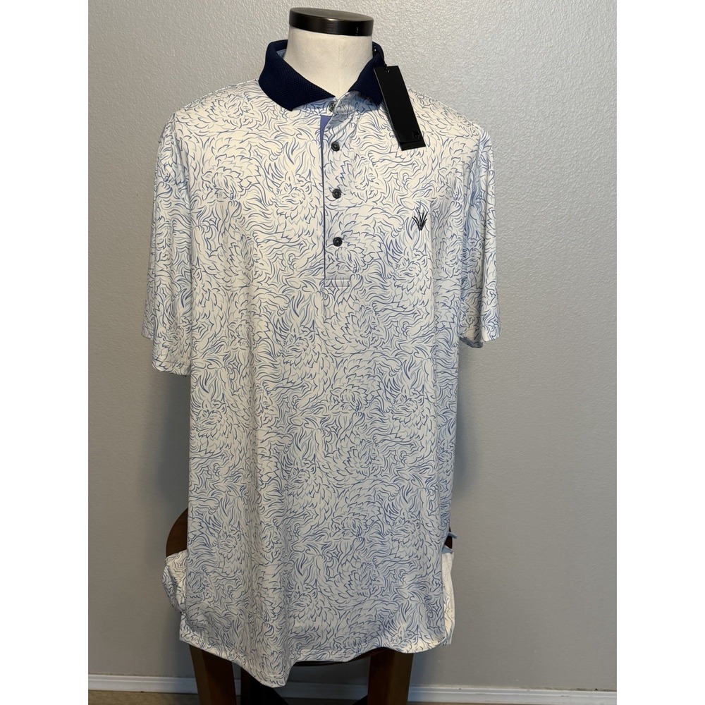 GREYSON Golf Shirt Polo Chest Logo Den Of Thieves Arctic Print XXL NWT $118 - Picture 2 of 8